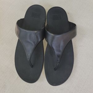 Fitflop Women's Slide Sandals Lulu Leather Toepost Black US Women 11